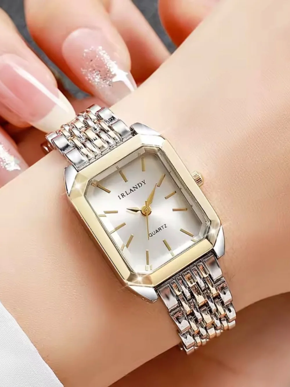 IRLANDY Two-Tone Rectangular Quartz Watch